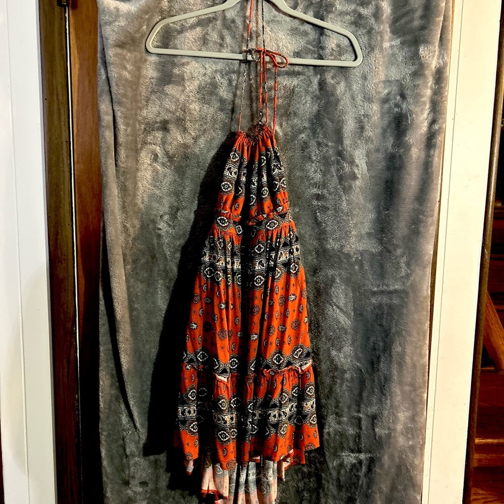 FARM Rio Orange Halter Sundress Size S/P